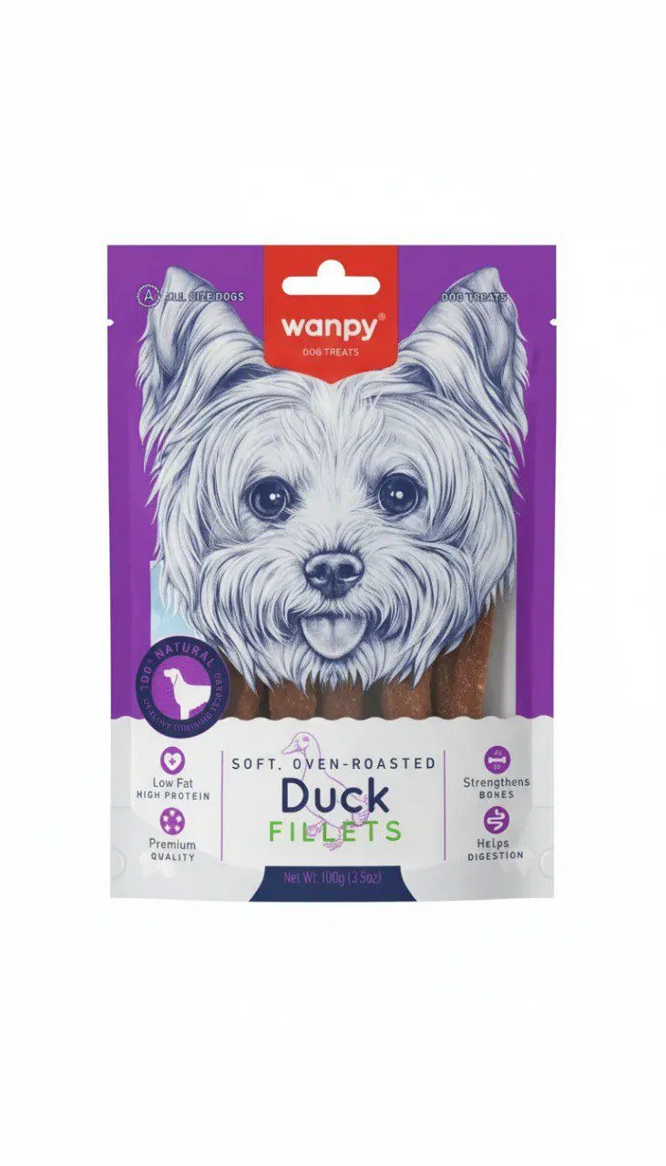 تشویقی سگ ونپی مدل فیله اردک (Wanpy Duck Fillets) - وزن 100 گرم